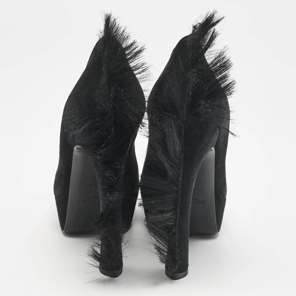 Yves Saint Laurent Saint Laurent  Black Fur and Suede Platform Pumps Size 39 5