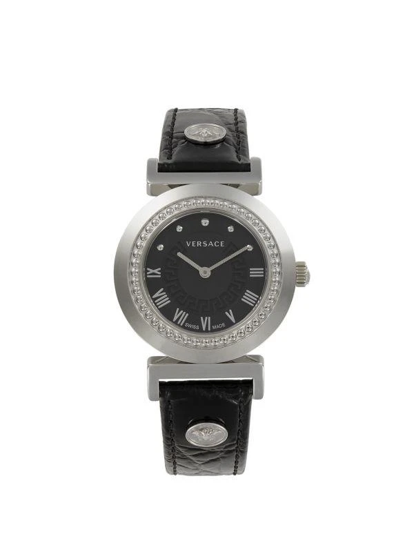 Versace Vanity 35MM Stainless Steel
Leather Strap Watch 1