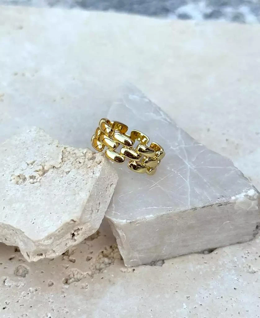 ADORNIA Gold Grid Pattern Band Ring 3