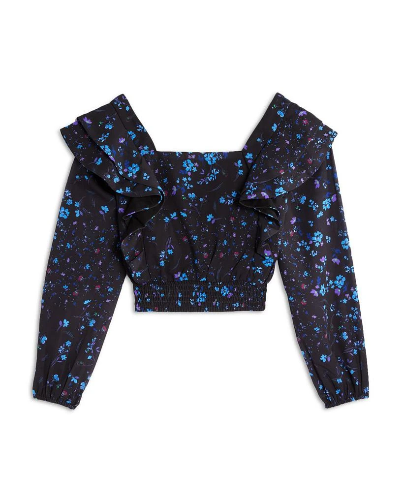 AQUA Girls' Long Sleeve Ruffle Cropped Top, Little Kid, Big Kid - Exclusive 2