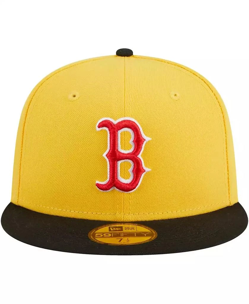 New Era Men's Yellow, Black Boston Red Sox Grilled 59FIFTY Fitted Hat 2