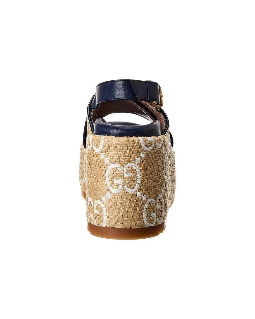 Gucci Straw & Leather Platform Wedge Sandal 3