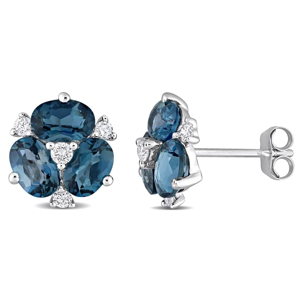 Mimi
Max 3ct TGW London Blue Topaz and 1/4ct TDW Diamond Floral Earrings in 14k White Gold