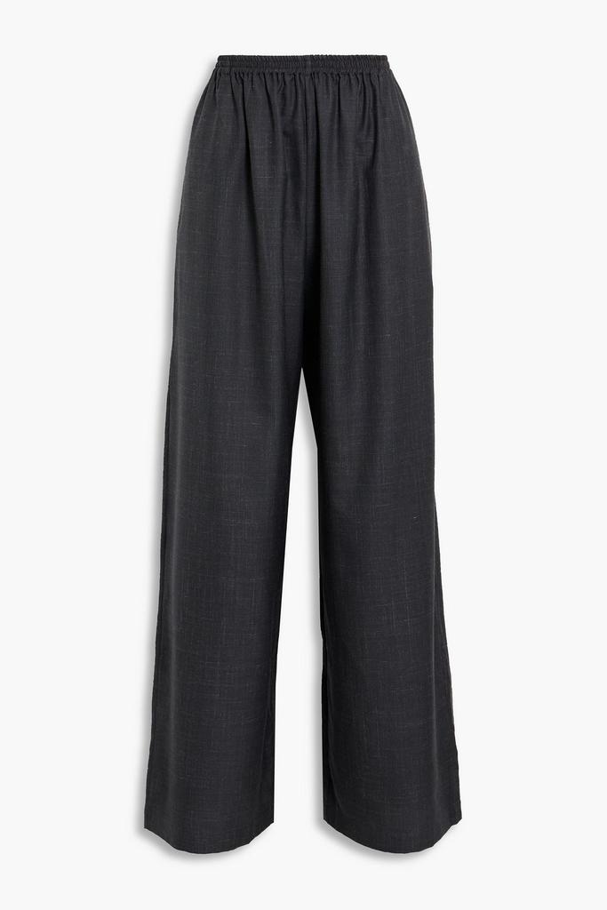 Eskandar Slub wool, silk and linen blend wide-leg pants