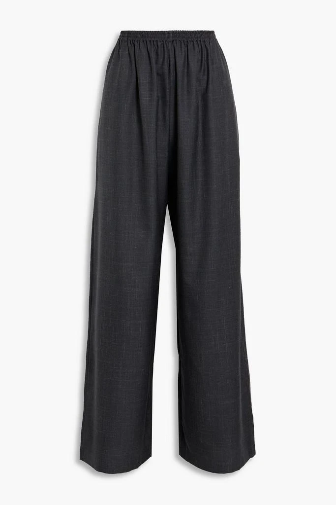 Eskandar Slub wool, silk and linen blend wide-leg pants 1