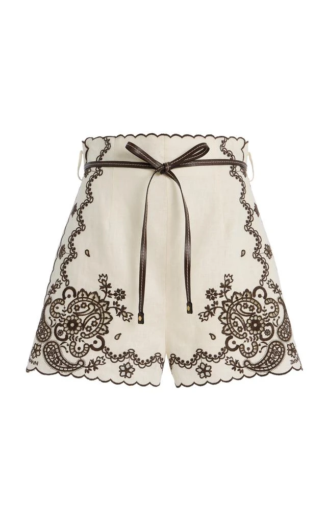 Zimmermann Zimmermann - Ascension Embroidered Linen Shorts - White - 4 - Moda Operandi 1