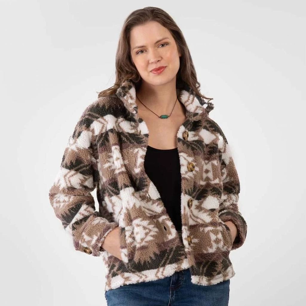 Sherpa Aztec Blazer Womens The Sierra Women's Brown Trucker Sherpa