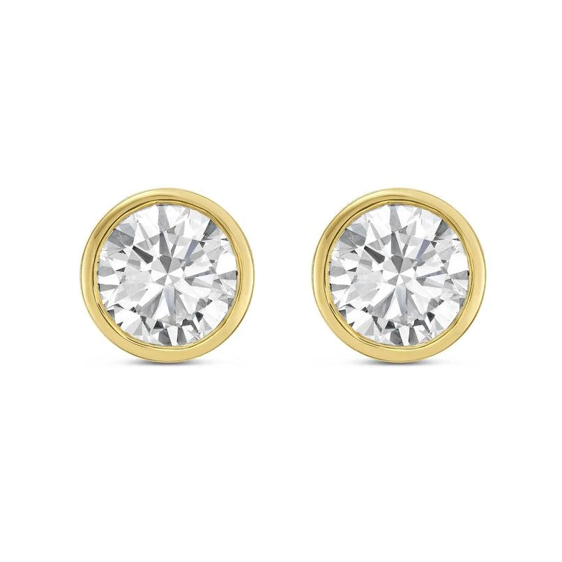 Diana M Jewels 14KT YELLOW GOLD LAB GROWN ROUND STUDS IN A BEZEL SETTING WEIGHING 5.00 CTS TW