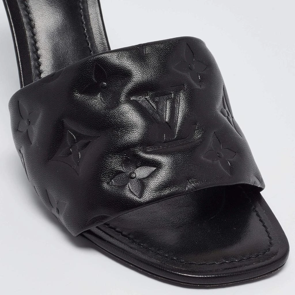 Louis Vuitton Louis Vuitton Black Monogram Embossed Leather Revival Slide Sandals Size 39 8