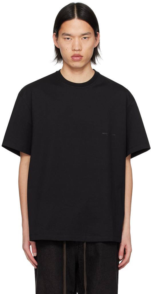 Wooyoungmi Black Leather Patch T-Shirt