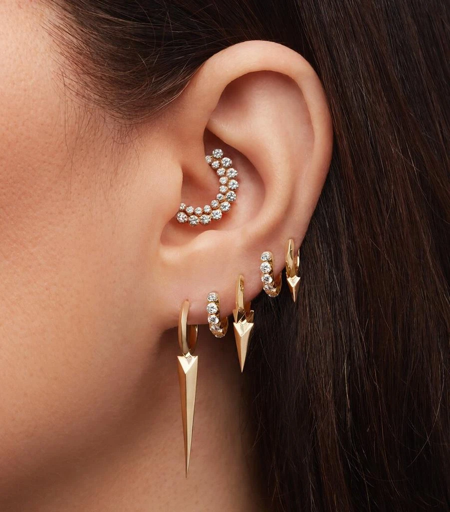 Maria Tash White Gold Faceted Single Short Spike Hoop Earring (6.5mm) 3