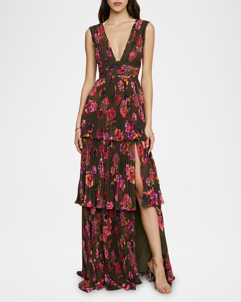 AMUR Fluer Deep V Pleated Gown