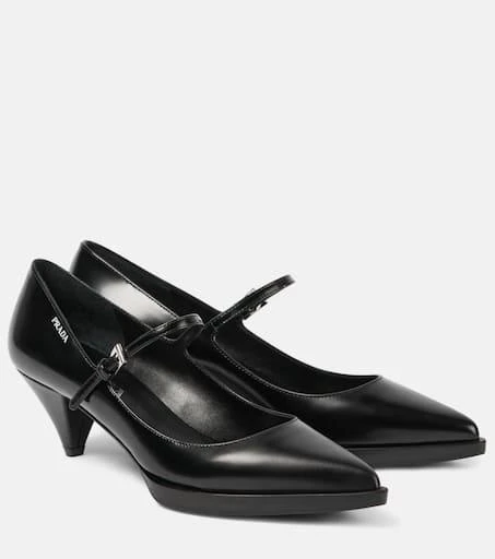 Prada Logo brushed leather Mary Jane pumps 1