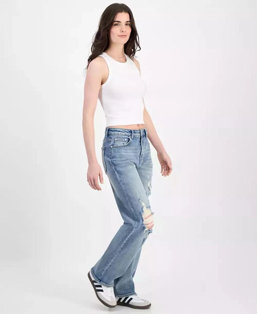 Almost Famous Juniors' Super High Rise Distressed 90s Wide Leg Jeans 2