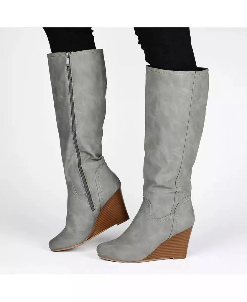 Journee Collection Women's Langly Knee High Wedge Boots 3
