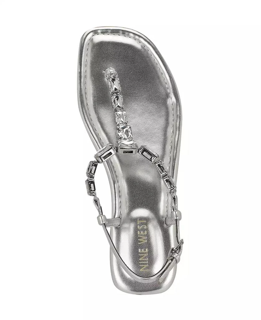 Nine West Women's Dynasti Embellished T-Strap Flat Sandals 4
