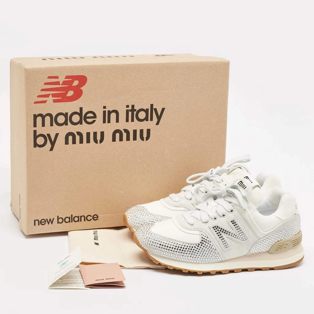 Miu Miu Miu Miu x New Balance 574 White Suede and Denim Sneakers Size 37 9
