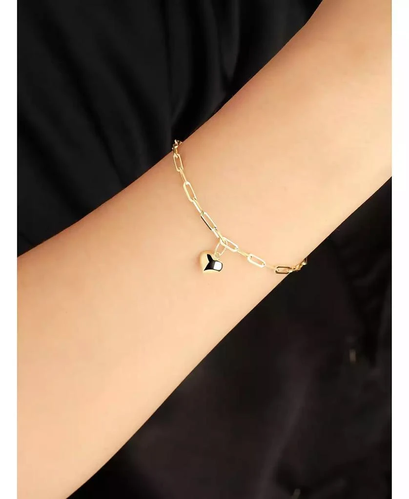 DEVATA Sweet Heart Charm with Paperclip Chain Bracelet in 14K Gold, 7.5in, approx. 2.6 grams. 2