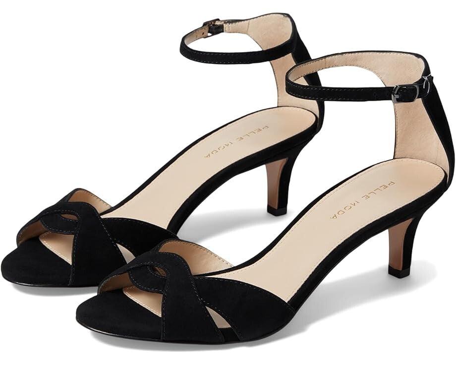 Pelle Moda Pelle Moda Bekim Sandal Womens US 10 Black Suede Ankle Strap Kitten Heel RHS3858