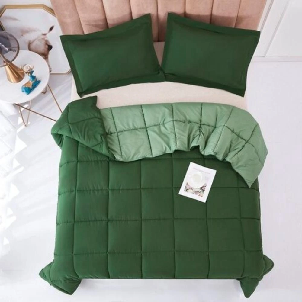 Hivvago King/Cal King Traditional Microfiber Reversible 3 Piece Comforter Set in Green