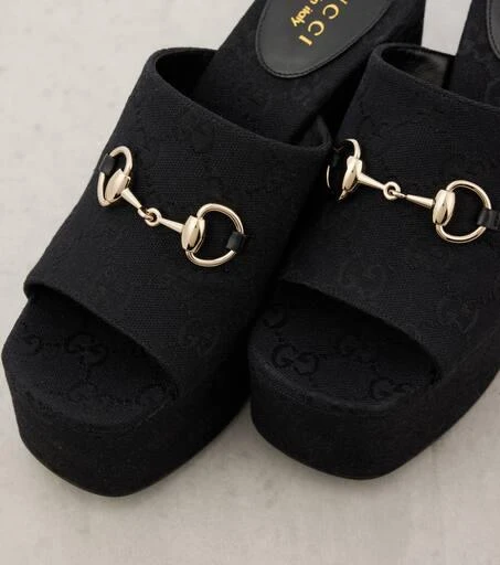 Gucci Carmen Horsebit 60 canvas platform sandals 5