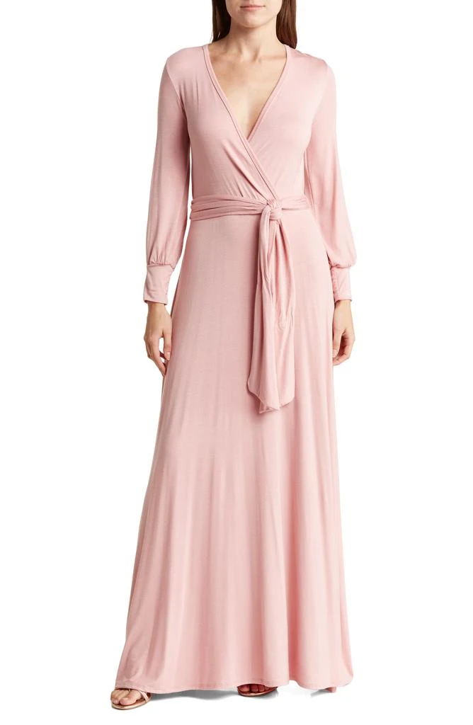 GO COUTURE Long Sleeve Faux Wrap Maxi Dress 1