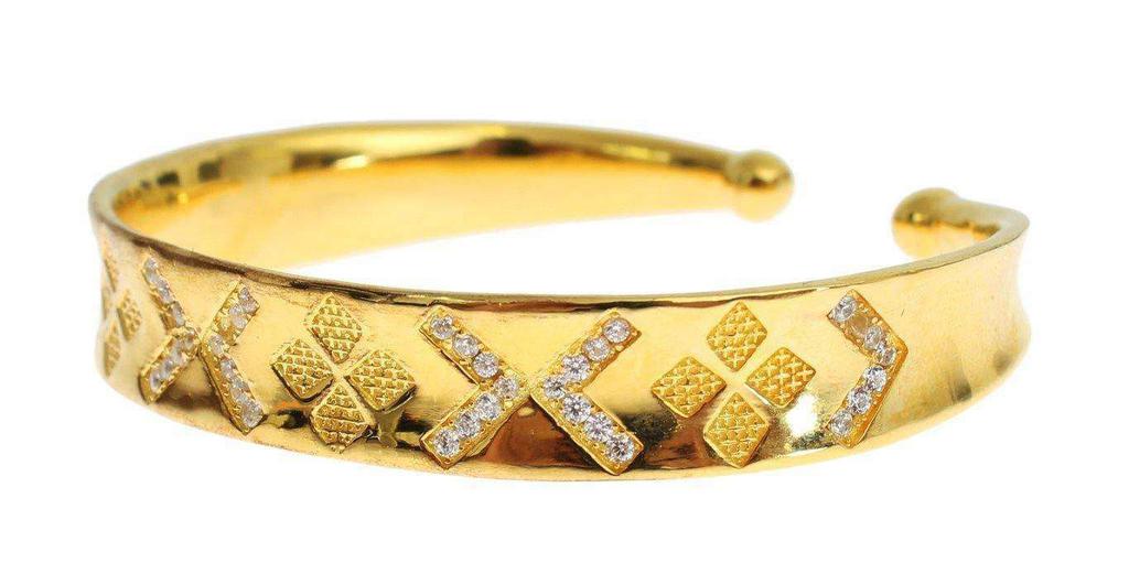 Nialaya Nialaya CZ Gold Sterling 925 Silver Bangle Bracelet
