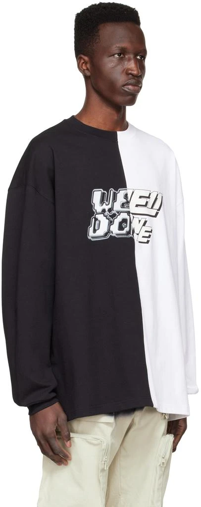 We11done Black & White Half & Half Long Sleeve T-Shirt 2