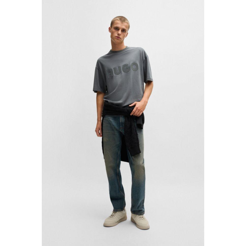 Hugo Boss Oversize-fit T-shirt in cotton with decorative reflective logo