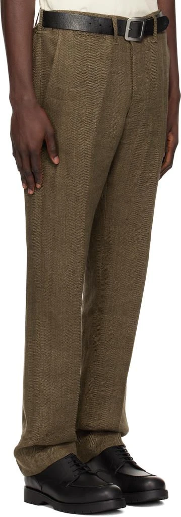 RRL Brown Linen Herringbone Officer's Trousers 2