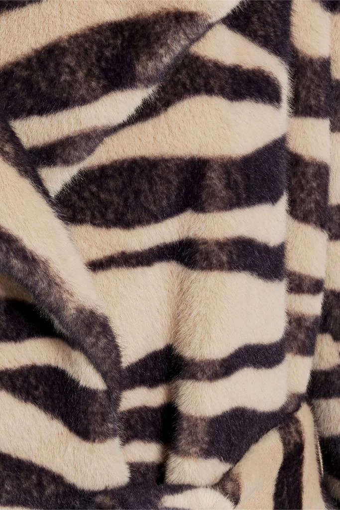 STAND STUDIO Winnie belted zebra-print faux fur coat 4