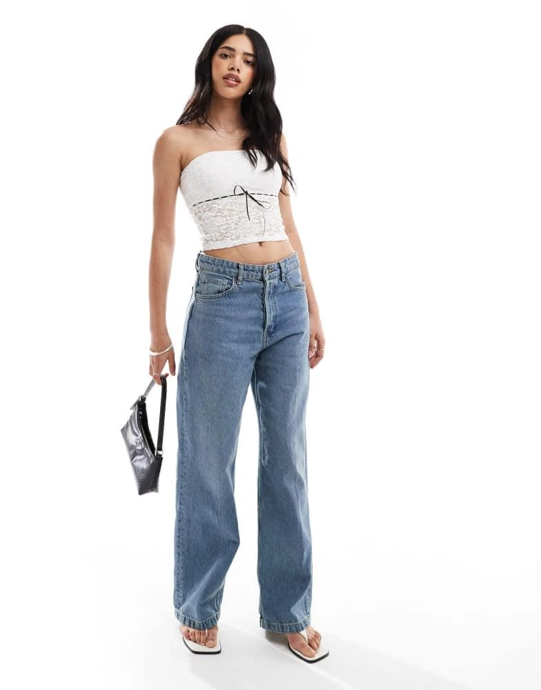 HOLLISTER Hollister lace peplum tube top in white 2