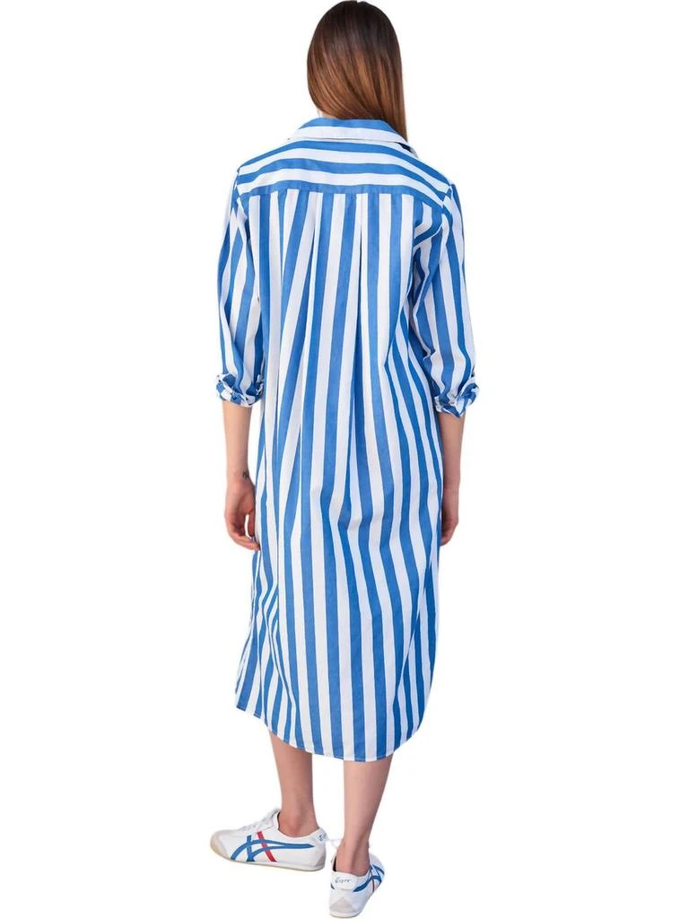 Sundry Candy Striped Long Sleeve Shirtdress In Azure 2