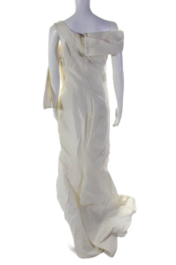 J. Mendel Womens Cream Off Shoulder Fringe Detail Sleeveless Gown Dress 3