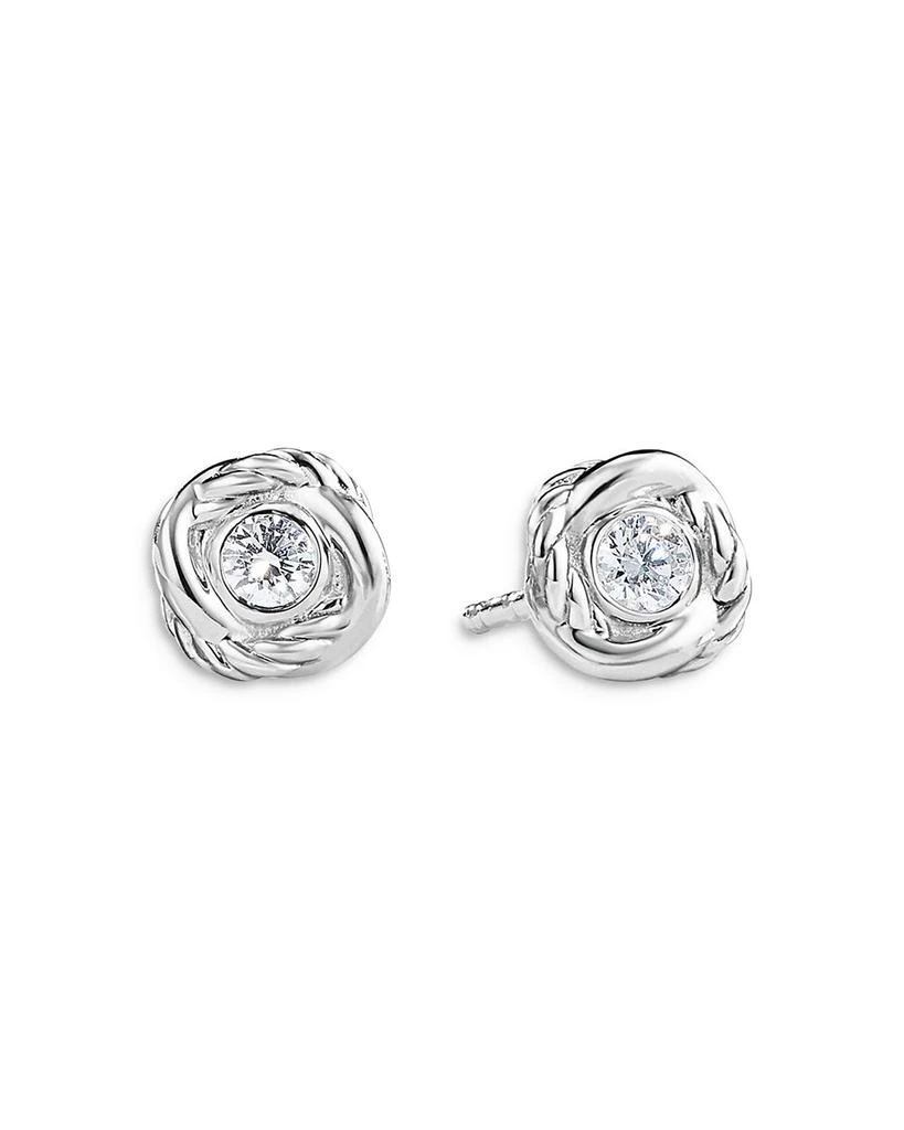 David Yurman 18K White Gold Crossover Infinity Stud Earrings with Diamonds 1