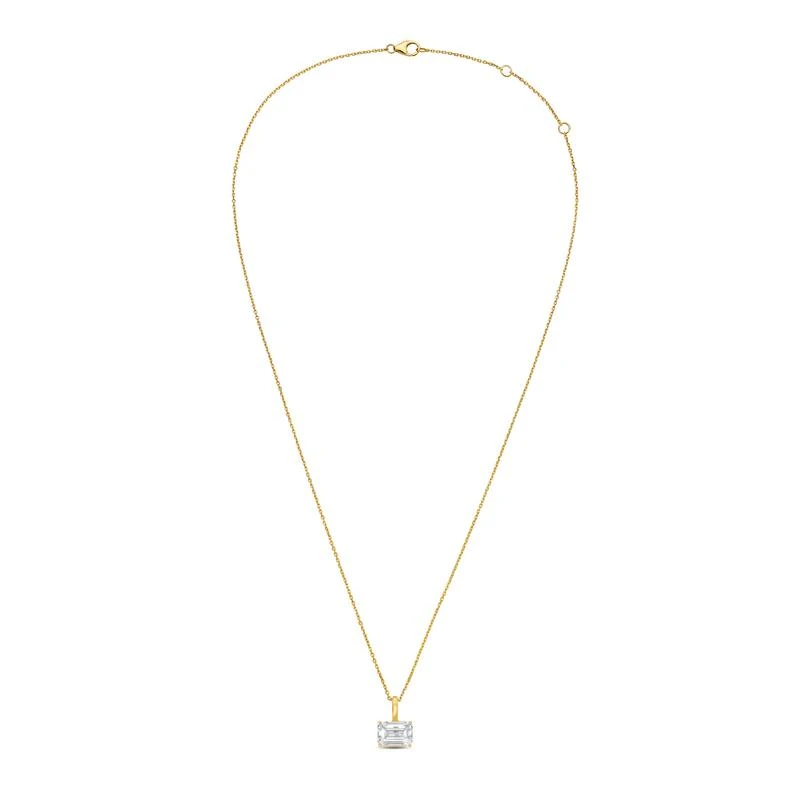 Diana M Jewels 14kt yellow gold lab grown east/west emerald  cut diamond pendant weighing 8.00 ct on a solid bail 2