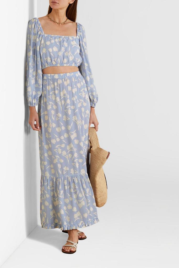Peony Cropped floral-print woven top