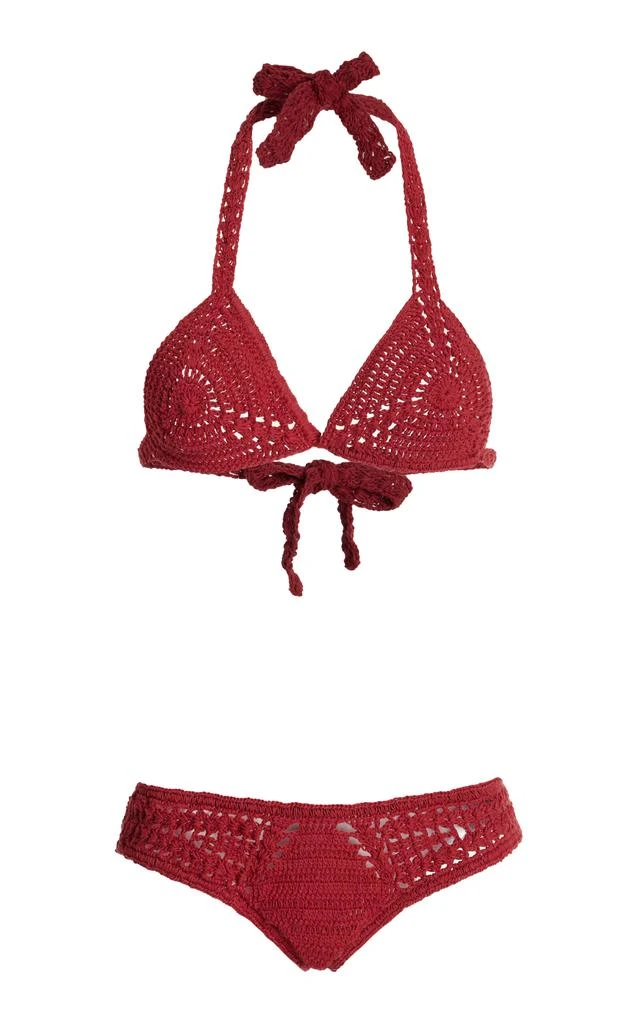 Akoia Swim Akoia Swim - Sachi Crocheted Cotton Bikini - Red - S - Moda Operandi 1