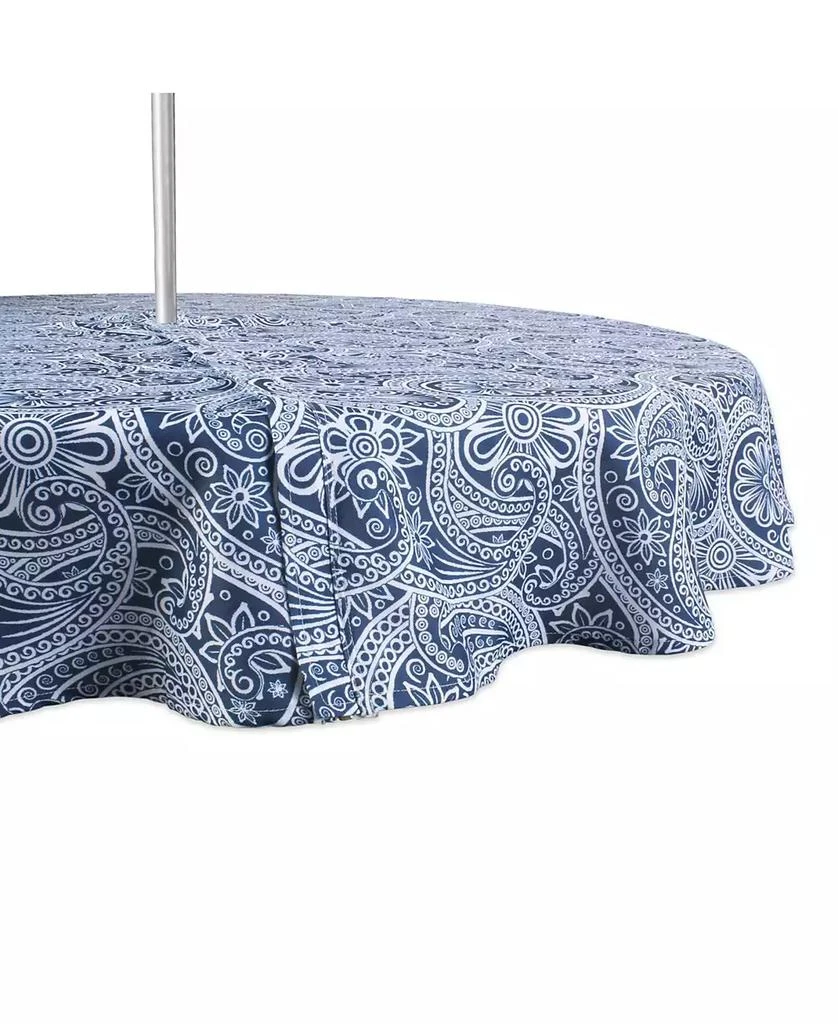 Design Imports Paisley Print Outdoor Tablecloth with Zipper, 60 Round
