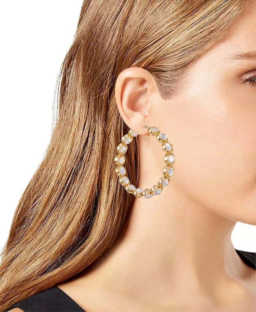 GUESS Gold-Tone Medium Crystal Studded Hoop Earrings, 2" 2