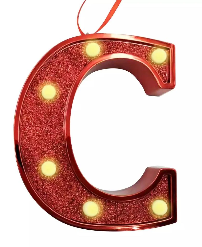 Ganz Light Up Initial Red Glitter Ornament - C 1