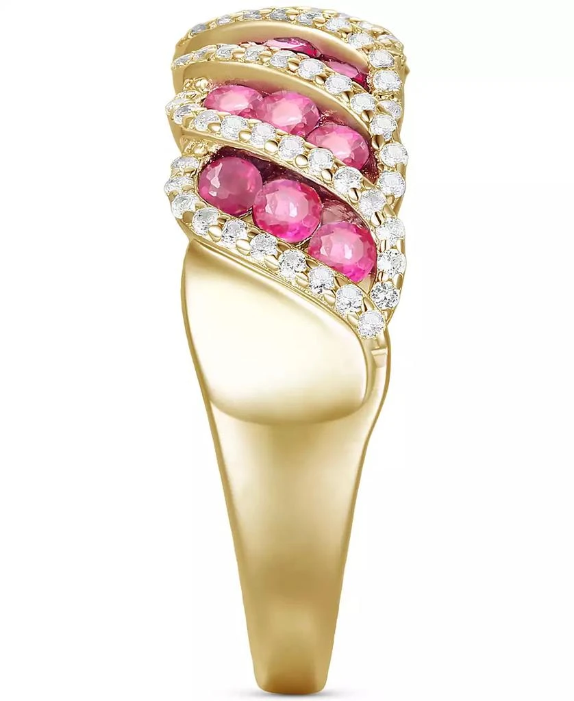Macy's Sapphire (1 ct. t.w.) & Diamond (1/3 ct. t.w.) Diagonal Cluster Ring in 14k Gold (Also in Ruby & Emerald) 4