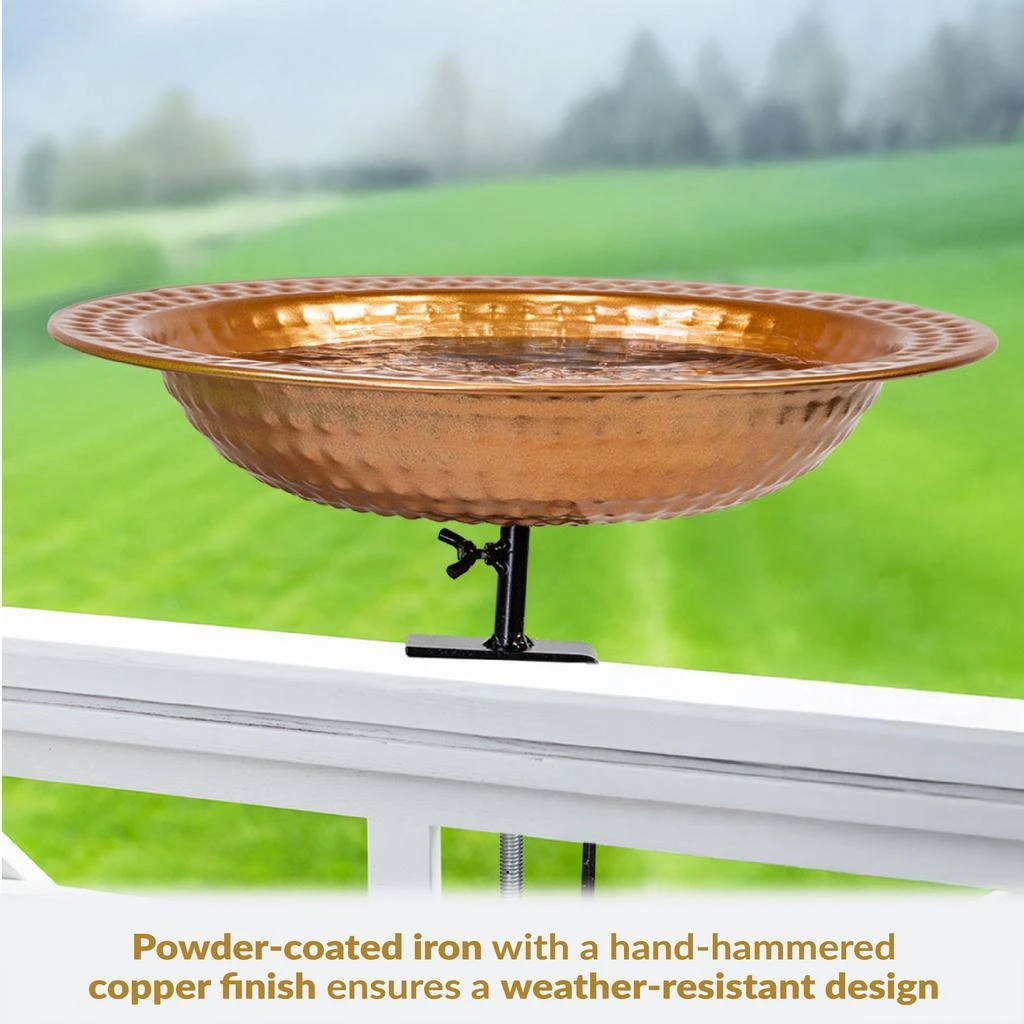 Sunnydaze Outdoor Deck-Mounted Bird Bath or Bird Feeder with Copper Finish - 12" 2