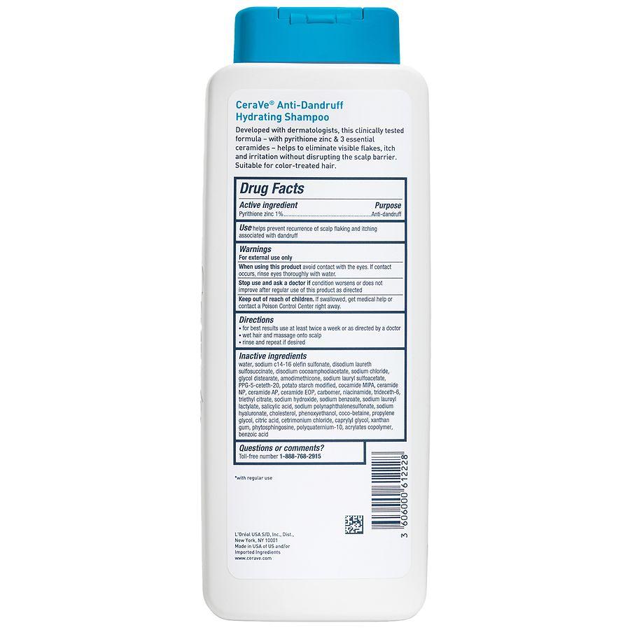 CeraVe Anti-Dandruff Hydrating Shampoo, Sulfate & Paraben Free, All Hair Types Fragrance Free