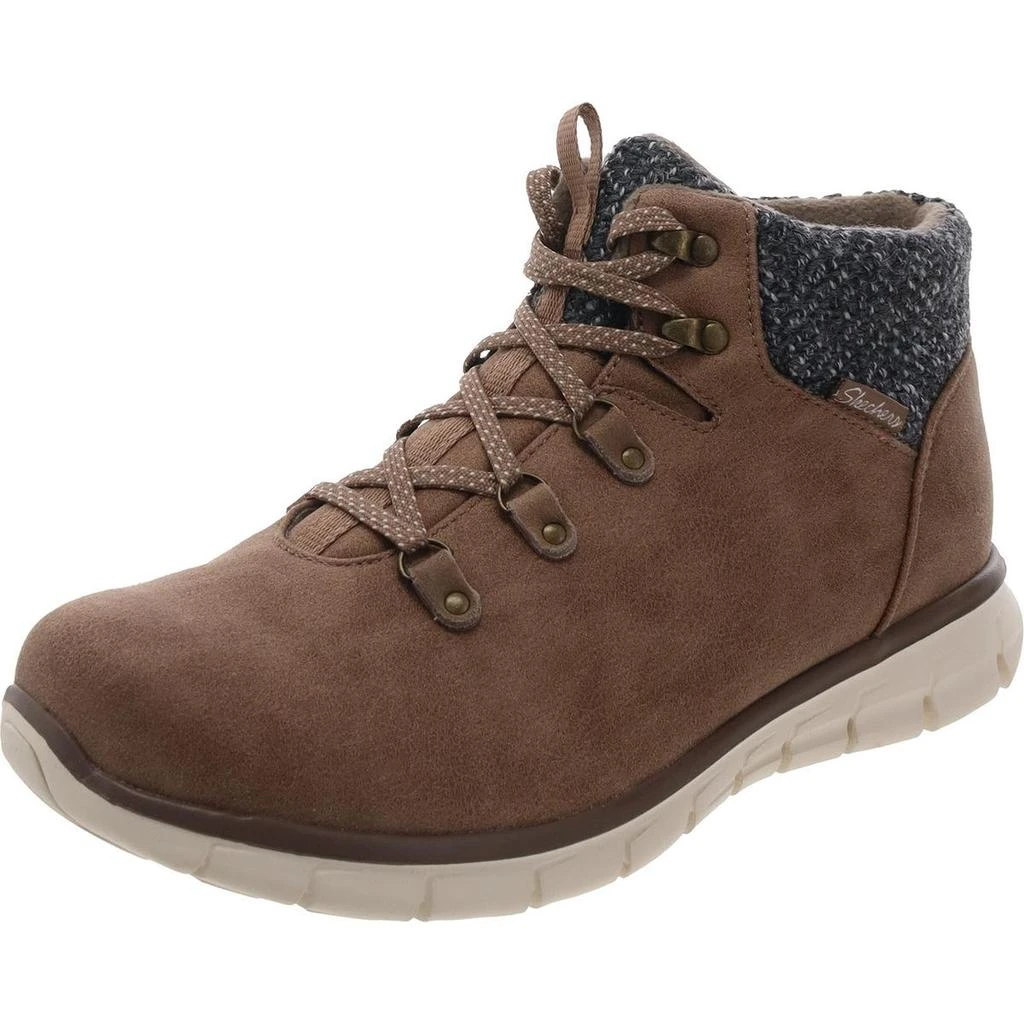 SKECHERS Womens Faux Fur Lined Faux Fur Combat & Lace-Up Boots 1