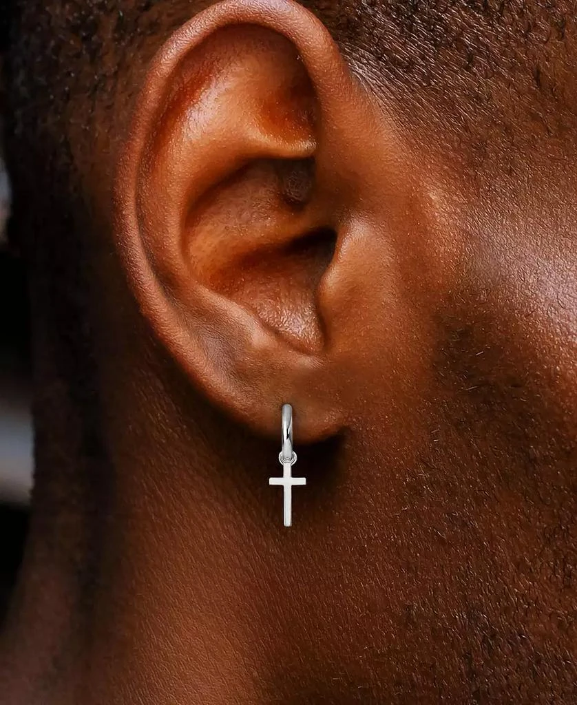 Rhona Sutton Men
s Classic Cross Hoop Earrings in Sterling Silver 6