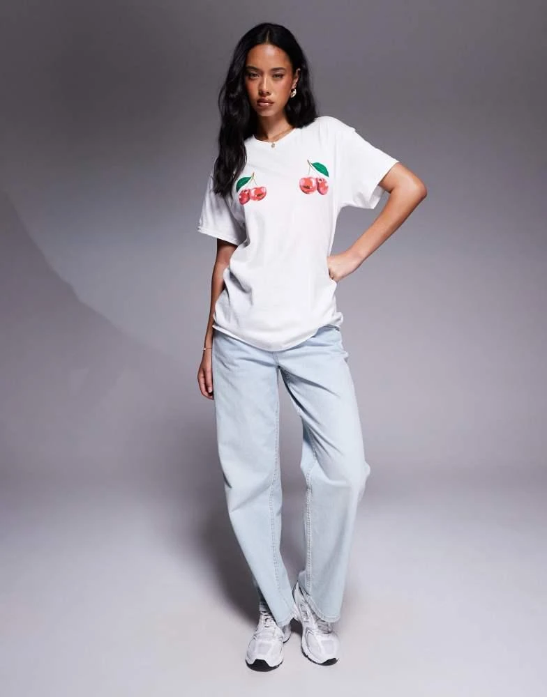 River Island River Island double cherry t-shirt in white 2