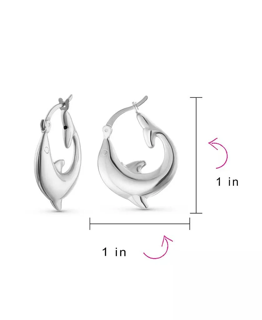 Bling Jewelry Hawaiian Nautical Vacation Honeymoon Ocean Marine Life Dolphin Hoop Earrings Sterling Silver 2