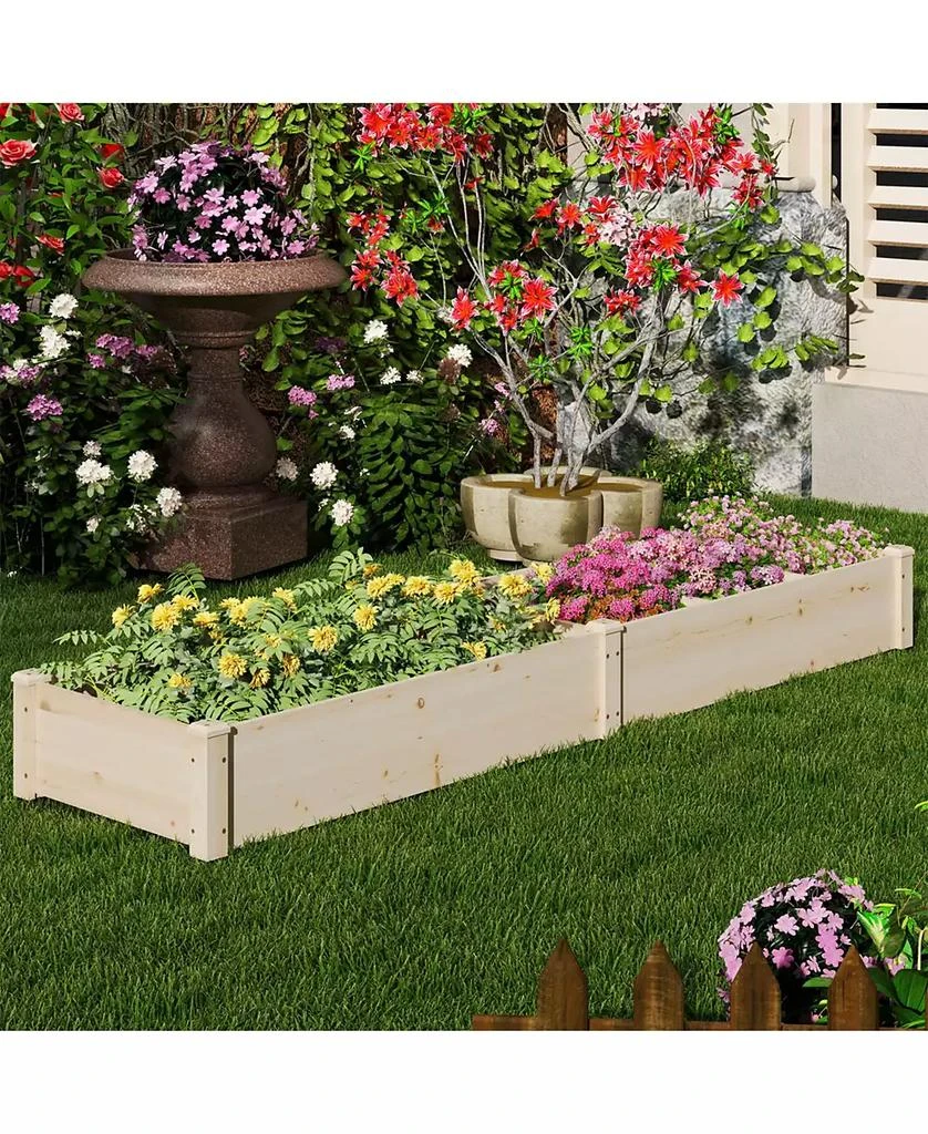 SUGIFT Wooden Raised Open-Ended Base Garden Bed with 2 Planter Box Dividers 10
