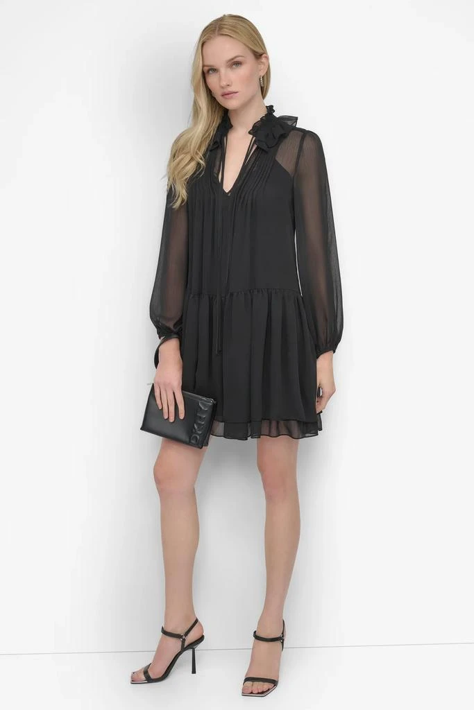 DKNY LONG SLEEVE CHIFFON MINI DRESS 8